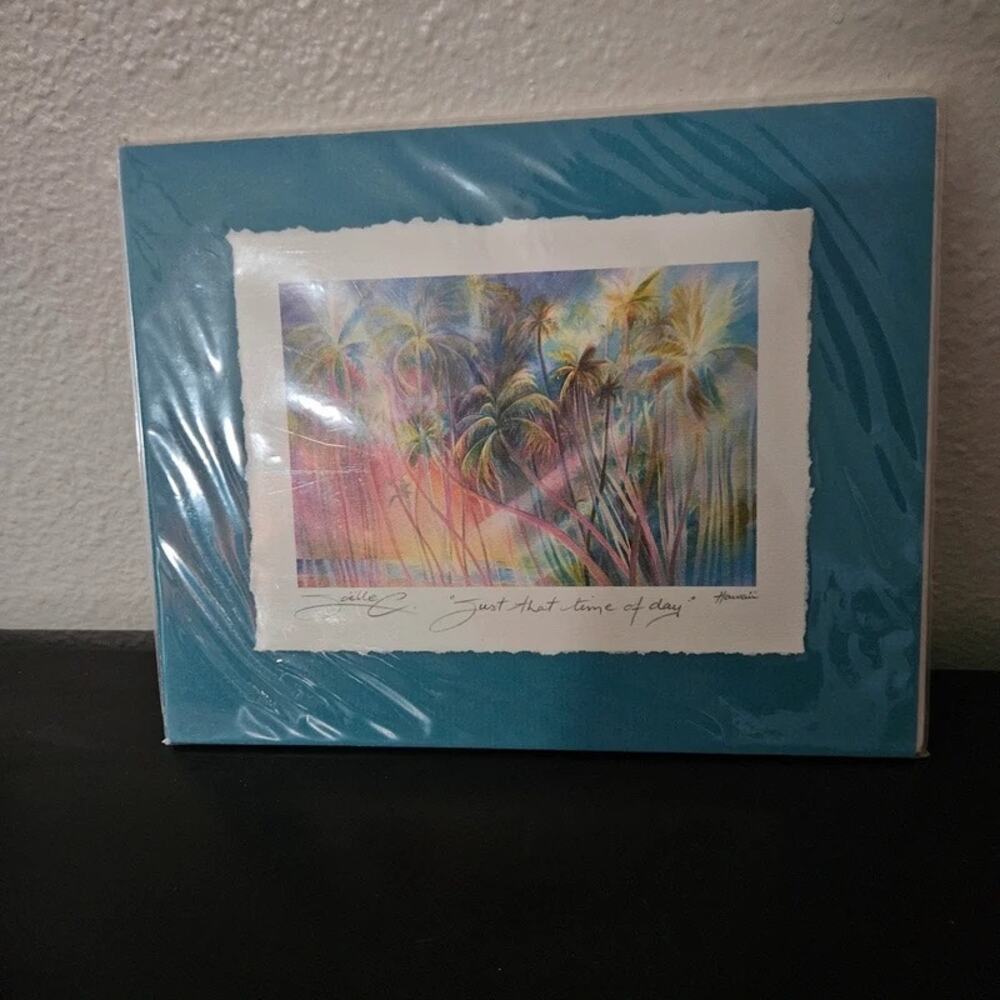 Joëlle C. "Just That Time of Day" Matted Art Print, Hawaiian Palm Tree Sunset